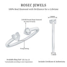 Certified Real Diamond Heart Promise Ring in Cuff Style Natural - ( HI-SI ) - Rosec Jewels