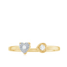 Certified Real Diamond Heart Promise Ring in Cuff Style Natural - ( HI-SI ) - Rosec Jewels