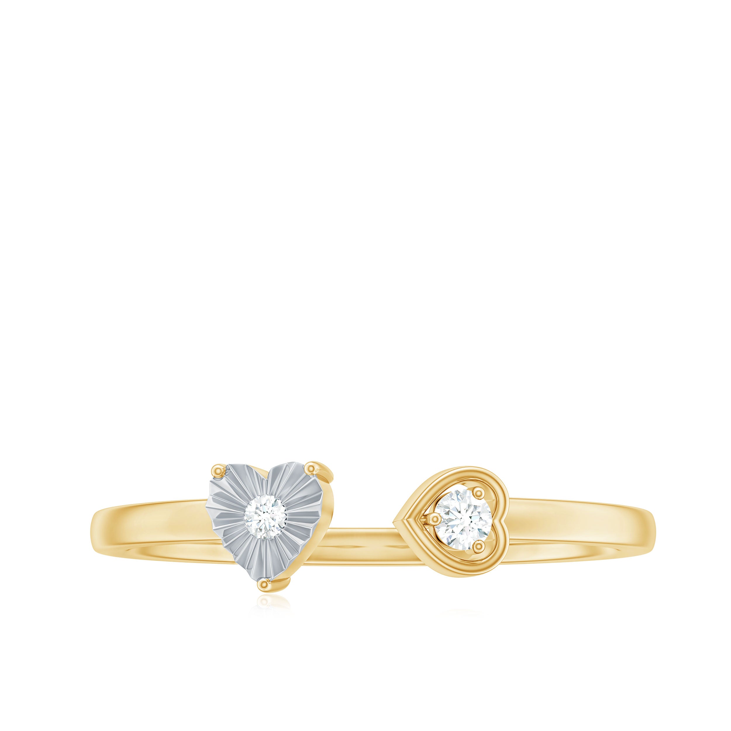 Certified Real Diamond Heart Promise Ring in Cuff Style Natural - ( HI-SI ) - Rosec Jewels