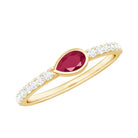 East West Style Pear Shape Ruby Promise Ring with Diamond AAA - Rosec Jewels