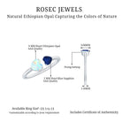 Rosec Jewels-Natural Heart Shape Ethiopian Opal and Blue Sapphire 2 Stone Promise Ring