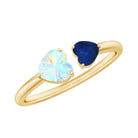 Rosec Jewels-Natural Heart Shape Ethiopian Opal and Blue Sapphire 2 Stone Promise Ring