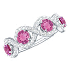 Pink Tourmaline Infinity Half Eternity Band Ring with Diamond AAA - Rosec Jewels