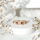 Pink Tourmaline Infinity Half Eternity Band Ring with Diamond AAA - Rosec Jewels