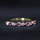 Rosec Jewels-Natural Pink Tourmaline and Diamond Wedding Band For Her