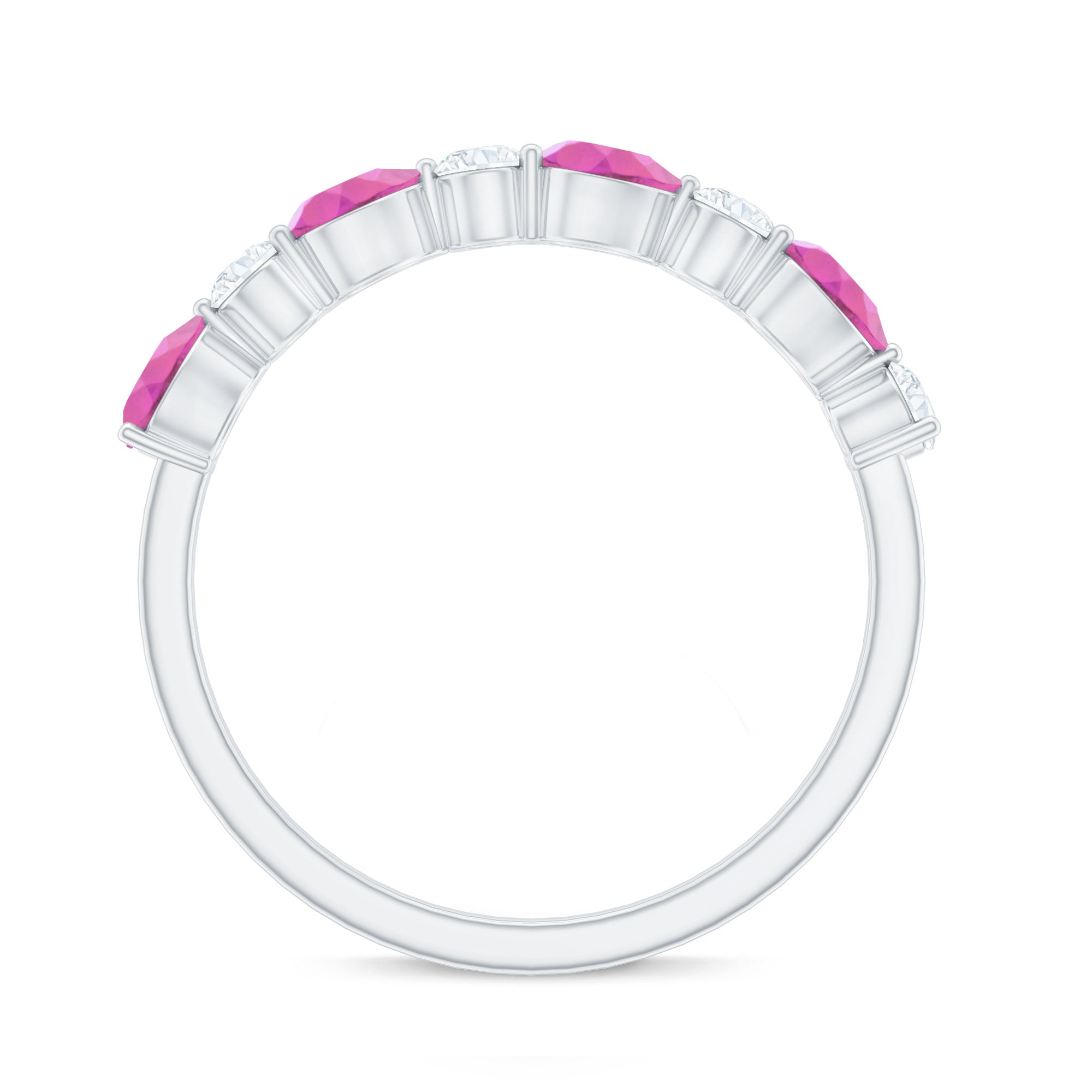 Rosec Jewels-Natural Pink Tourmaline and Diamond Wedding Band For Her