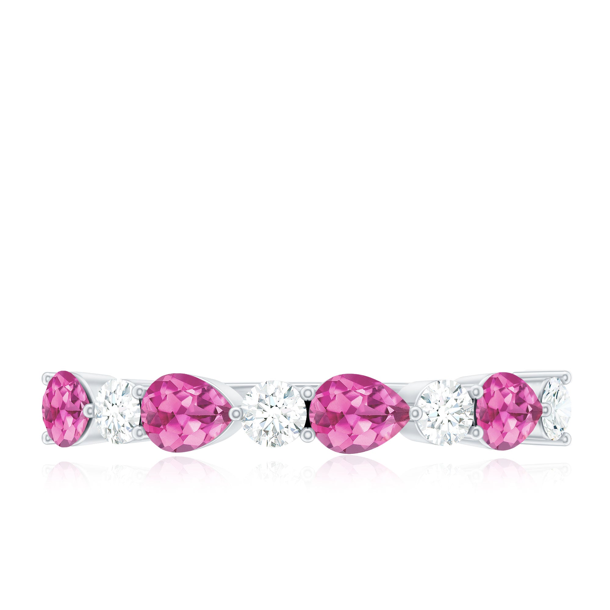Rosec Jewels-Natural Pink Tourmaline and Diamond Wedding Band For Her