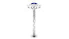 3/4 CT Minimal Blue Sapphire and Diamond Ring with Textured Details AAA - Rosec Jewels