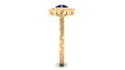 3/4 CT Minimal Blue Sapphire and Diamond Ring with Textured Details AAA - Rosec Jewels