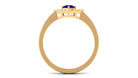 3/4 CT Minimal Blue Sapphire and Diamond Ring with Textured Details AAA - Rosec Jewels