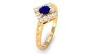 3/4 CT Minimal Blue Sapphire and Diamond Ring with Textured Details AAA - Rosec Jewels