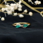 Rosec Jewels-Natural Pear Emerald and Diamond Infinity Promise Ring