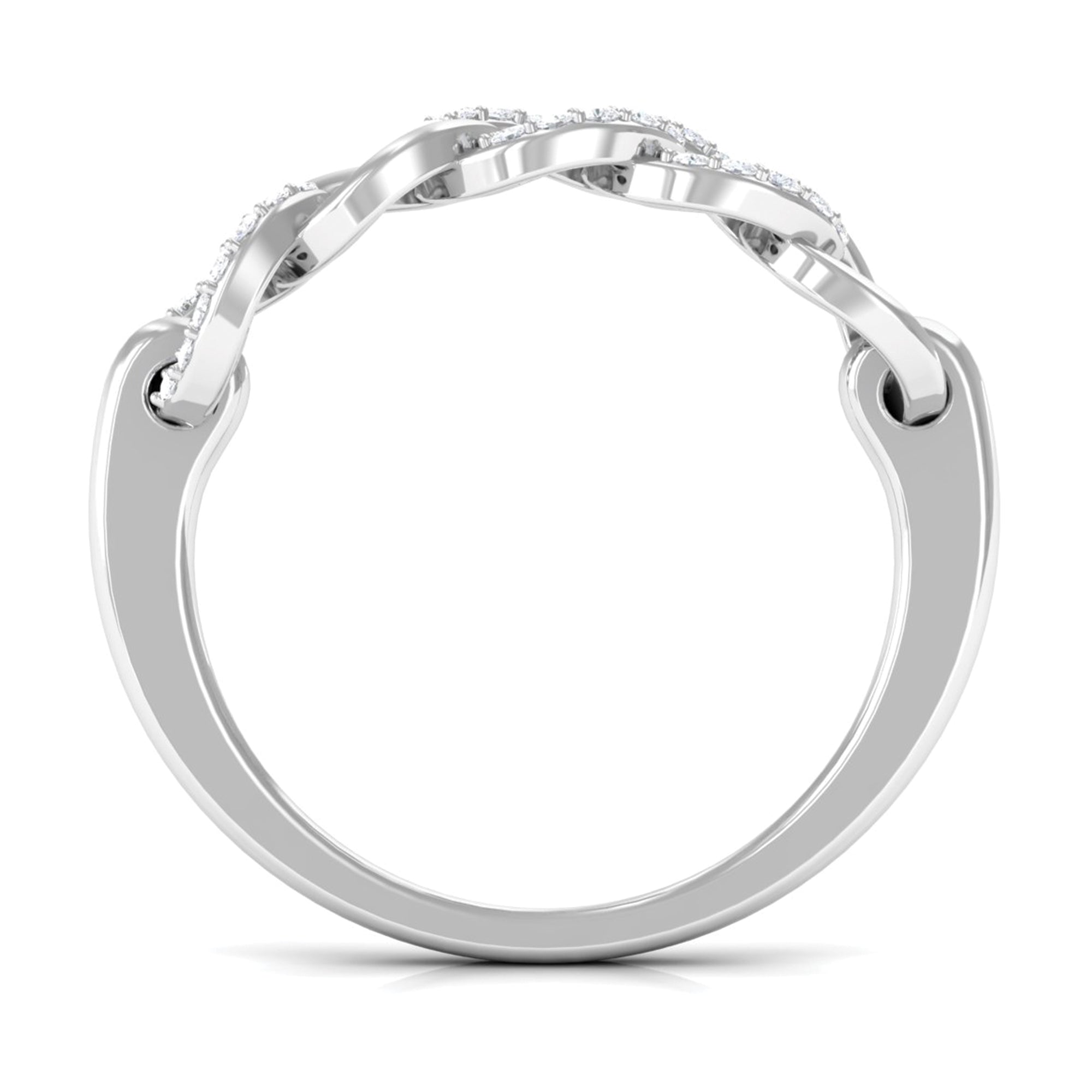 Contemporary Diamond Interlock Ring with Certificate Natural - ( HI-SI ) - Rosec Jewels