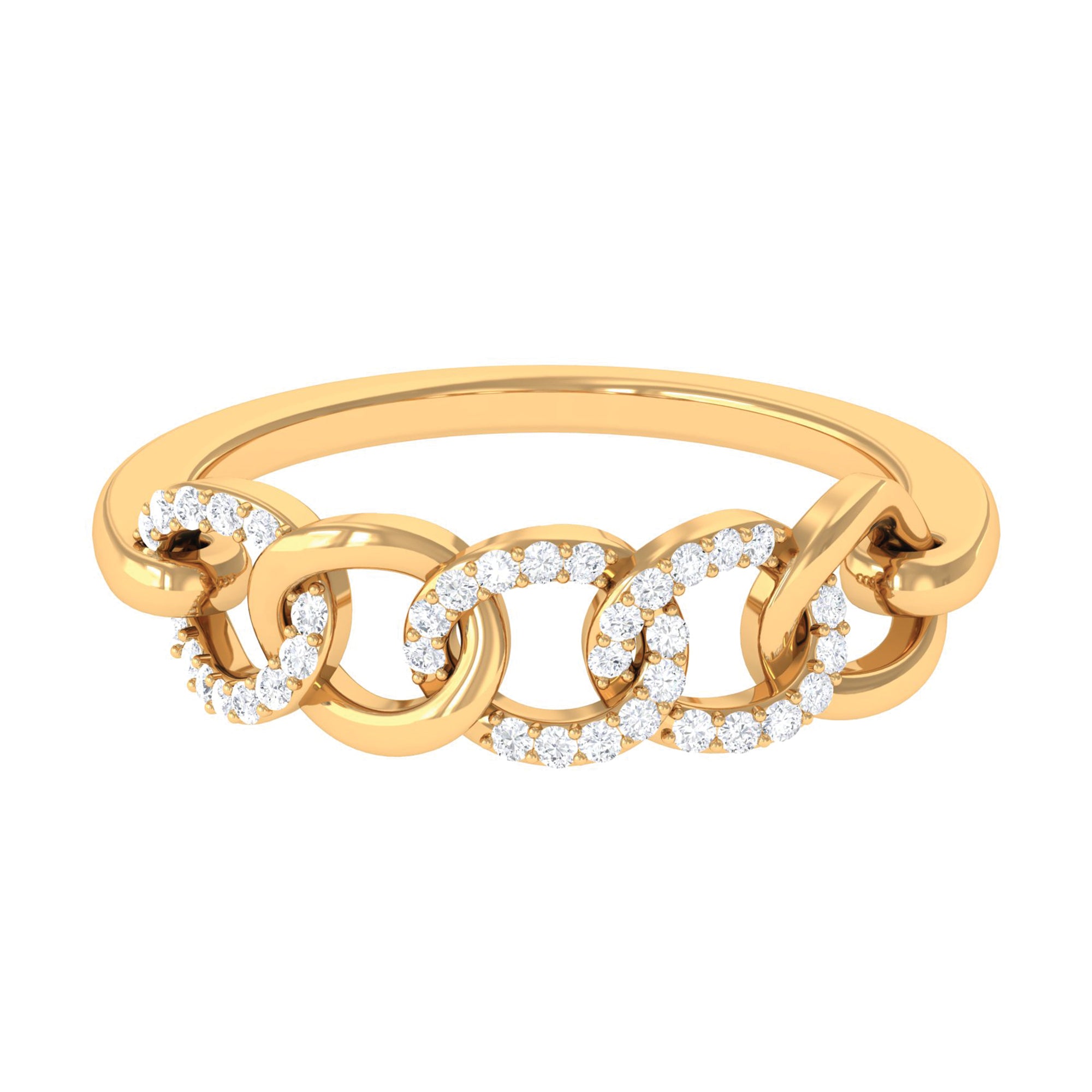 Contemporary Diamond Interlock Ring with Certificate Natural - ( HI-SI ) - Rosec Jewels