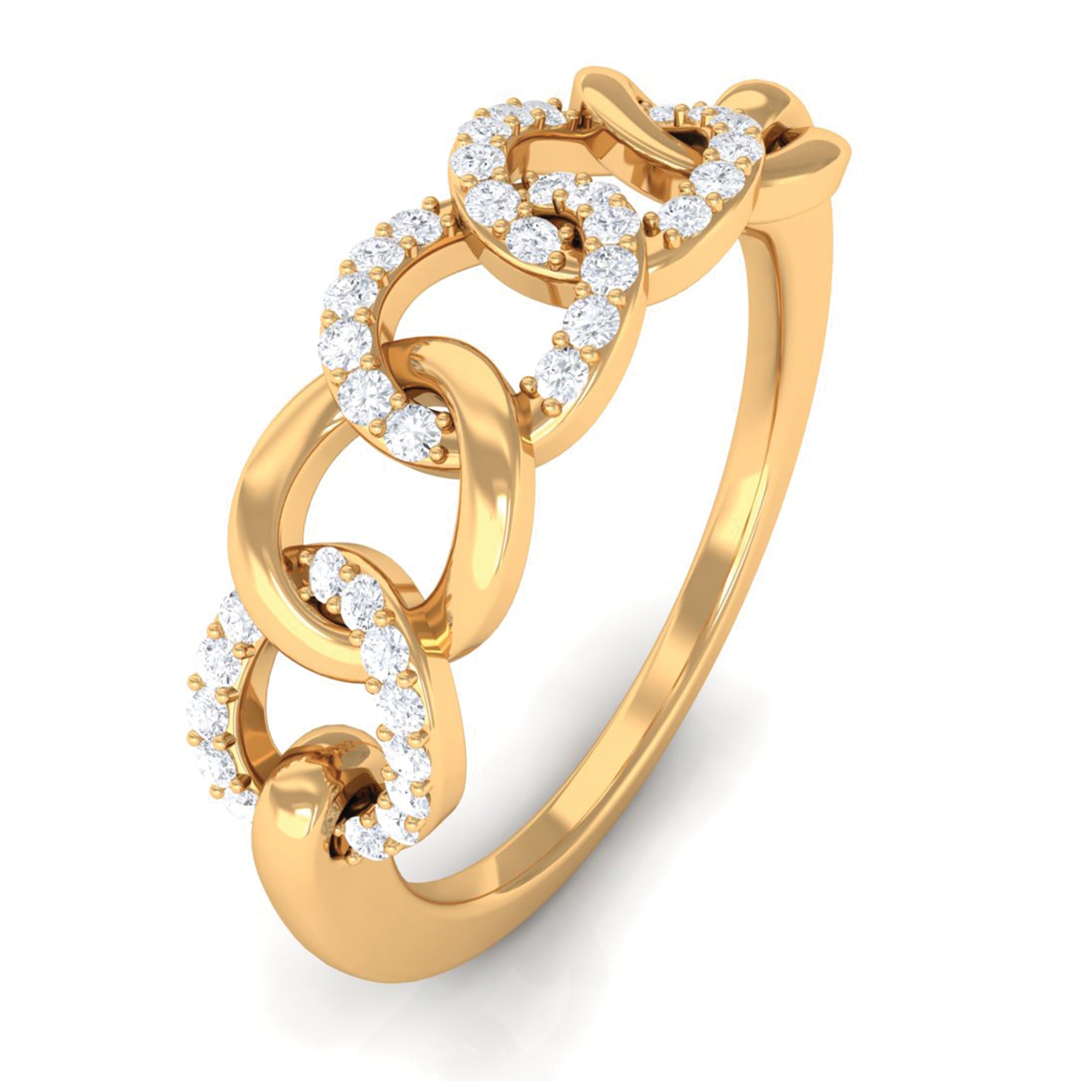 Contemporary Diamond Interlock Ring with Certificate Natural - ( HI-SI ) - Rosec Jewels