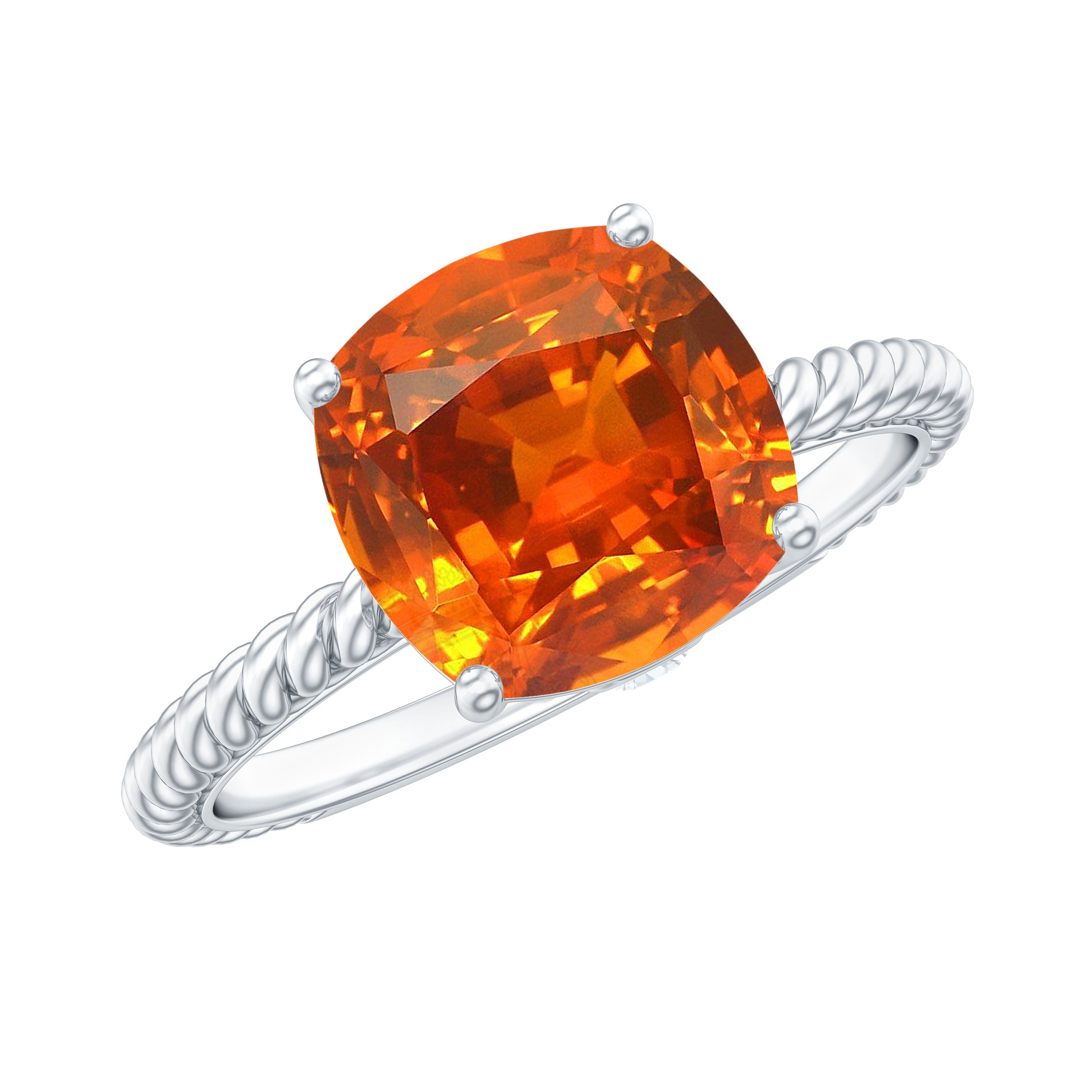 Created Orange Sapphire Solitaire Engagement Ring