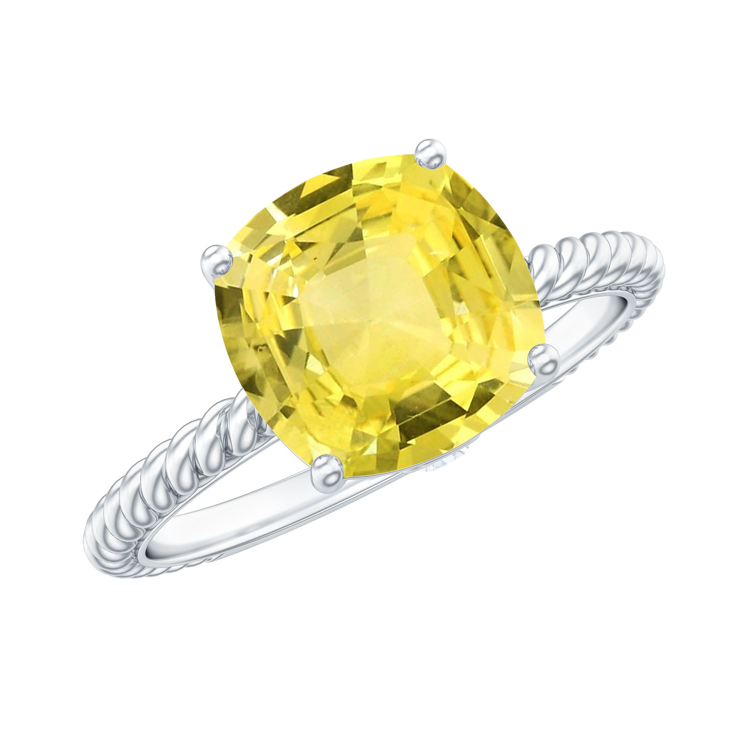 Created Yellow Sapphire Solitaire Engagement Ring