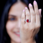 Certified 4 Carat Lab Grown Ruby Oval Engagement Ring With Diamond AAAA - Rosec Jewels