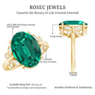 Certified 10X14 mm Lab Grown Emerald Statement Engagement Ring with Diamond AAAA - Rosec Jewels