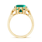Certified 10X14 mm Lab Grown Emerald Statement Engagement Ring with Diamond AAAA - Rosec Jewels