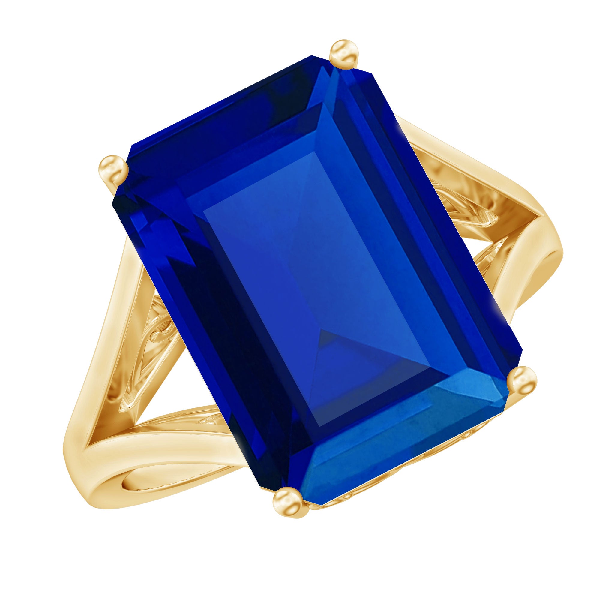 Emerald Cut 10X14MM Lab Created Blue Sapphire Engagement Ring for Women