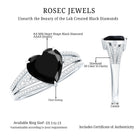 Certified 2.4 Carat Lab Grown Black Diamond Heart Engagement Ring with White Diamond Split Shank AAAA ( Synthetic ) - Rosec Jewels