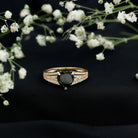 Certified 2.4 Carat Lab Grown Black Diamond Heart Engagement Ring with White Diamond Split Shank AAAA ( Synthetic ) - Rosec Jewels