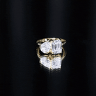 Pear and Emerald Cut Moissanite Toi Et Moi Engagement Ring D-VS1 - Rosec Jewels