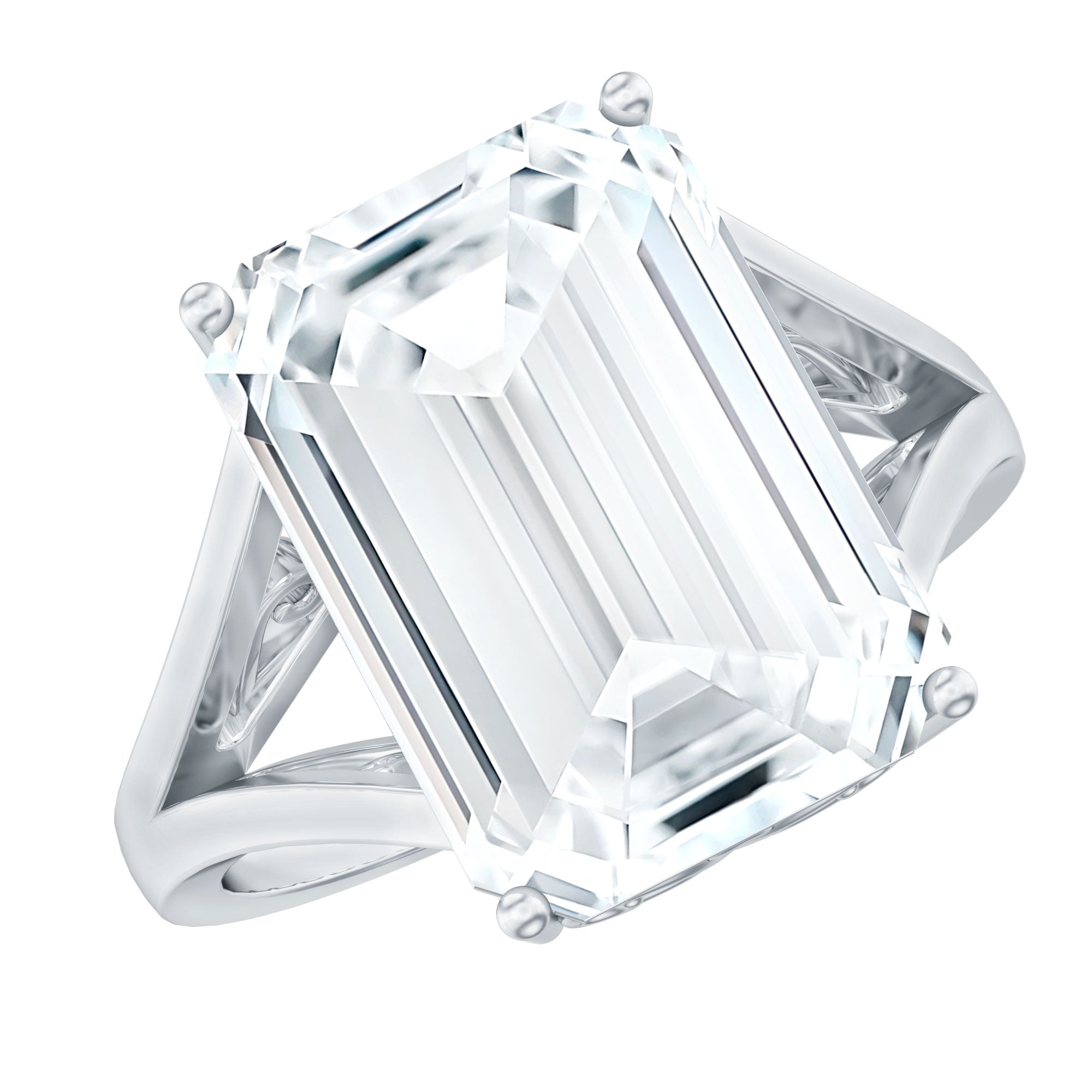 Certified 10X14 MM Emerald Cut Moissanite Engagement Ring for Women