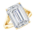 Certified 10X14 MM Emerald Cut Moissanite Engagement Ring for Women D-VS1 - Rosec Jewels