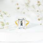 Certified 10X14 MM Emerald Cut Moissanite Engagement Ring for Women D-VS1 - Rosec Jewels
