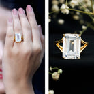 Certified 10X14 MM Emerald Cut Moissanite Engagement Ring for Women D-VS1 - Rosec Jewels