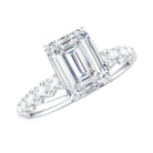 1.8 Carat Emerald Cut Lab Grown Diamond Engagement Ring with Accent Lab - ( EF-VS ) - Rosec Jewels