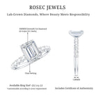 1.8 Carat Emerald Cut Lab Grown Diamond Engagement Ring with Accent Lab - ( EF-VS ) - Rosec Jewels