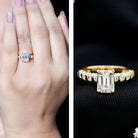 1.8 Carat Emerald Cut Lab Grown Diamond Engagement Ring with Accent Lab - ( EF-VS ) - Rosec Jewels