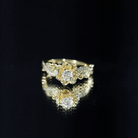 Rosec Jewels-Natural Sky Blue Topaz Diamond Flower Engagement Ring