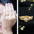Rosec Jewels-Natural Sky Blue Topaz Diamond Flower Engagement Ring