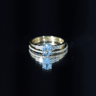 Rosec Jewels-Oval Swiss Blue Topaz Diamond Wedding Ring Set in Silver