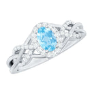 Rosec Jewels-Genuine Aquamarine and Diamond Designer Engagement Ring in Silver
