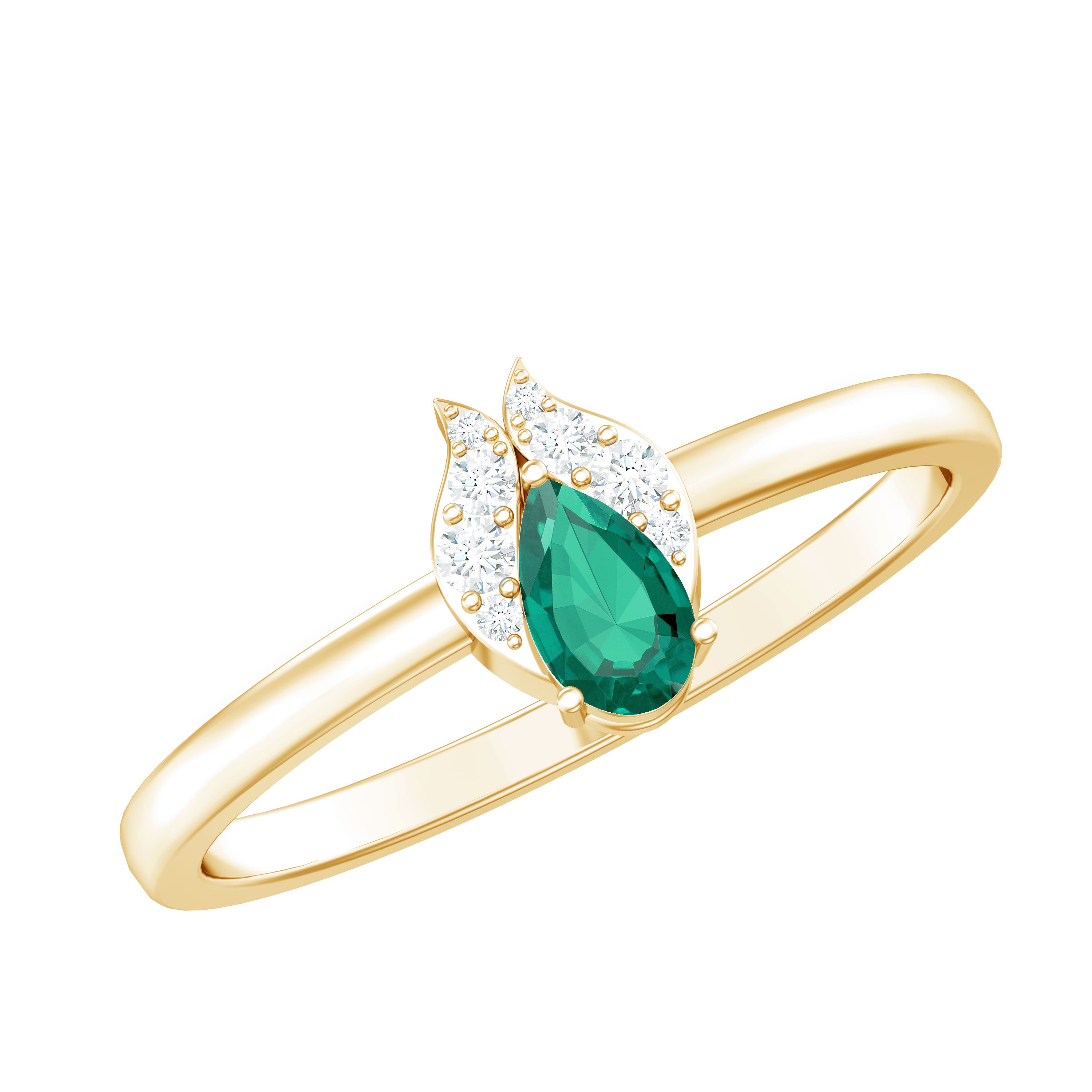Minimalist Lab Grown Emerald and Diamond Promise Ring for Her