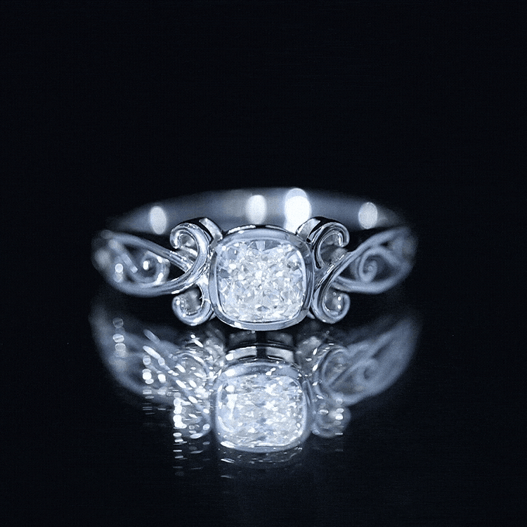 1.7 Carat Lab Grown Diamond Cushion Engagement Ring Lab - ( EF-VS ) - Rosec Jewels