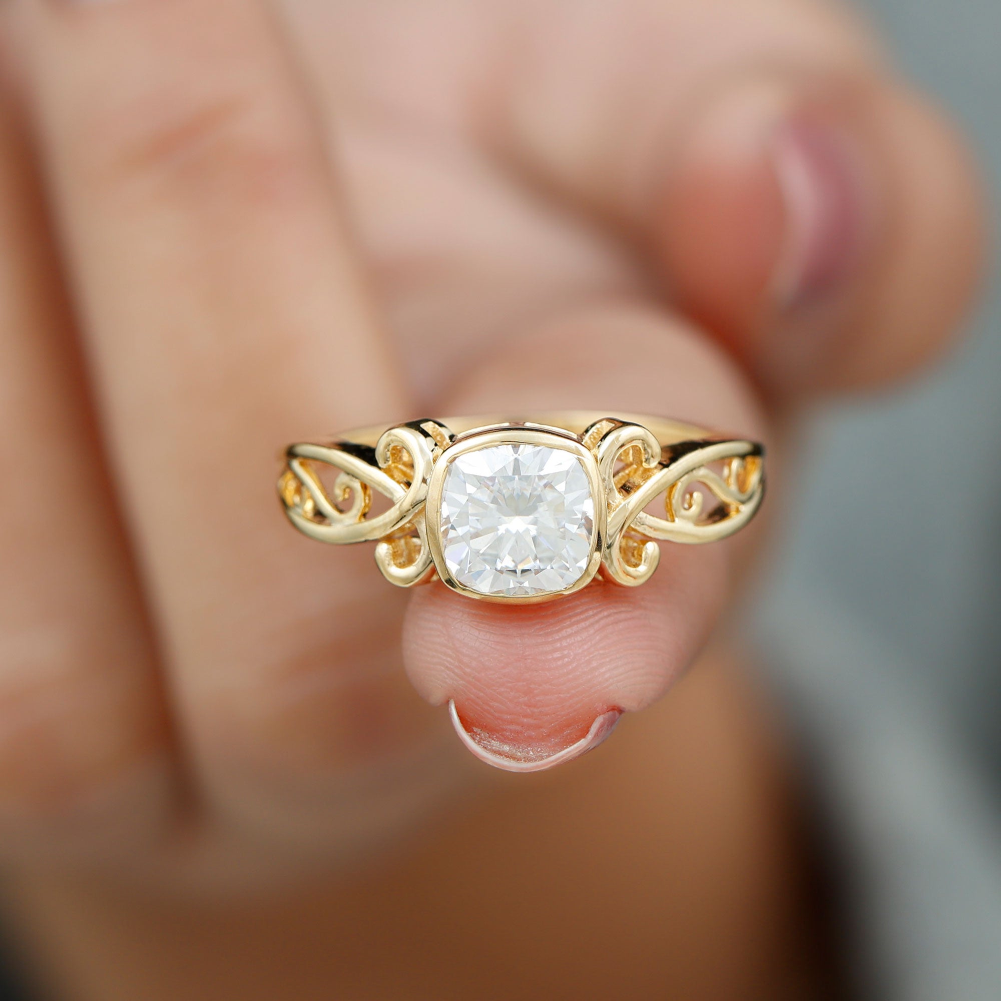 Rosec Jewels-1 Carat Lab Grown Diamond Cushion Engagement Ring