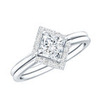 Princess Cut Lab Grown Diamond Bridal Ring Set Lab - ( EF-VS ) - Rosec Jewels