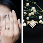Princess Cut Lab Grown Diamond Bridal Ring Set Lab - ( EF-VS ) - Rosec Jewels