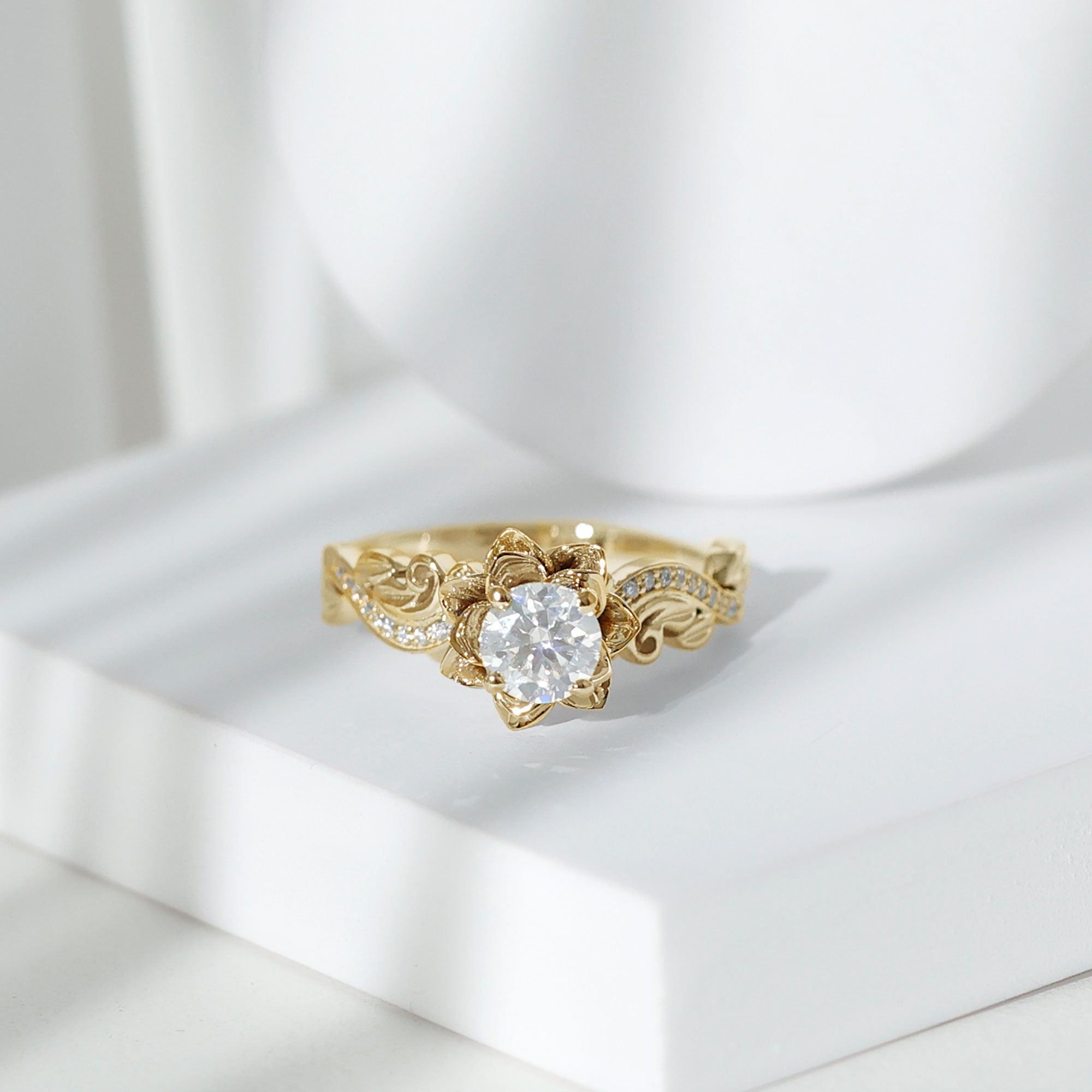 Rosec Jewels-Lab Grown Diamond Flower Engagement Ring for Her