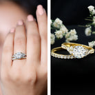 Certified Lab Grown Diamond Engagement Ring With Ring Guard for Her Lab - ( EF-VS ) - Rosec Jewels