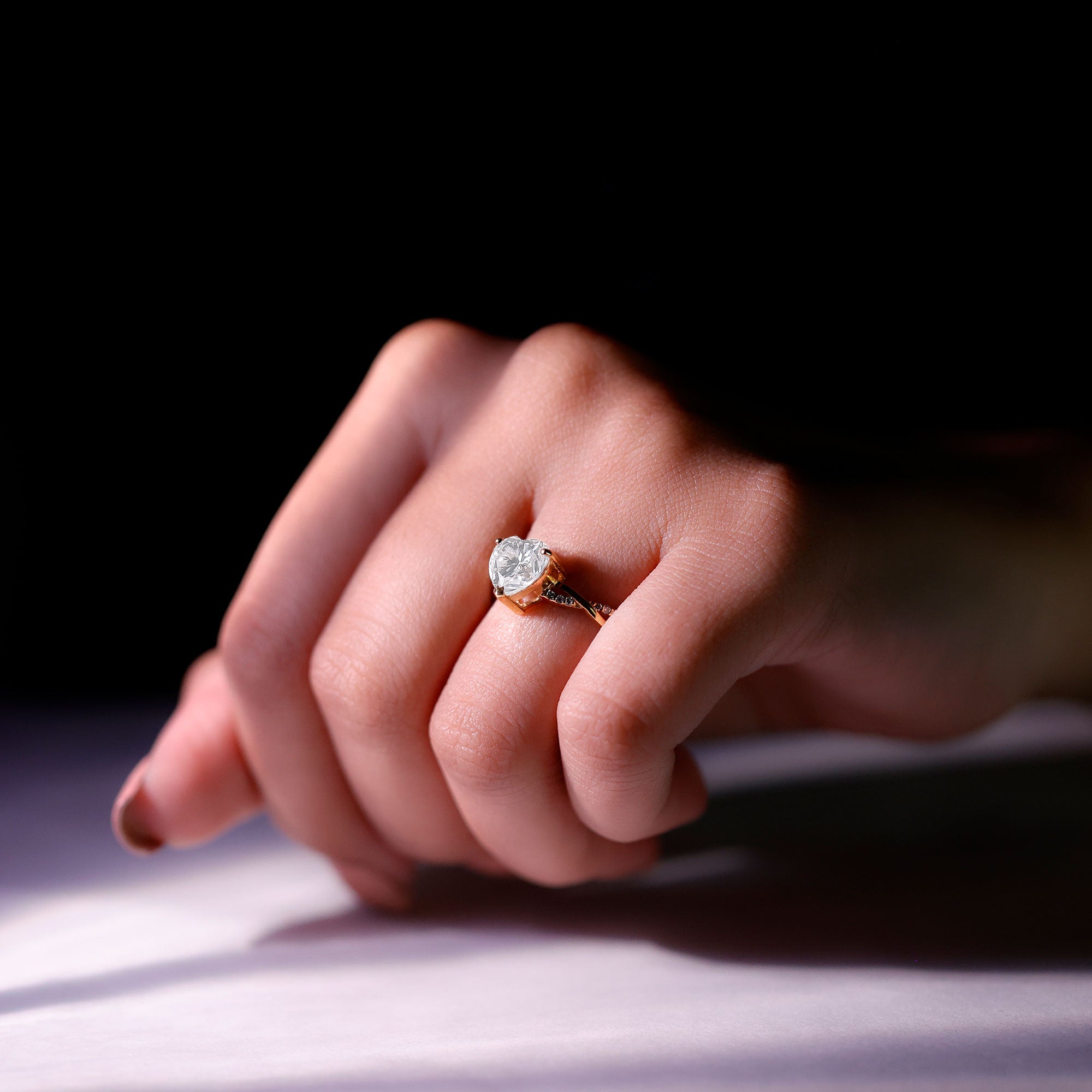 Rosec Jewels-Brilliant Cut Lab Grown Diamond Heart Shape Engagement Ring