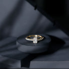 Rosec Jewels-Diamond Emerald Cut Engagement Ring With Hidden Halo