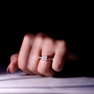 Rosec Jewels-Diamond Emerald Cut Engagement Ring With Hidden Halo