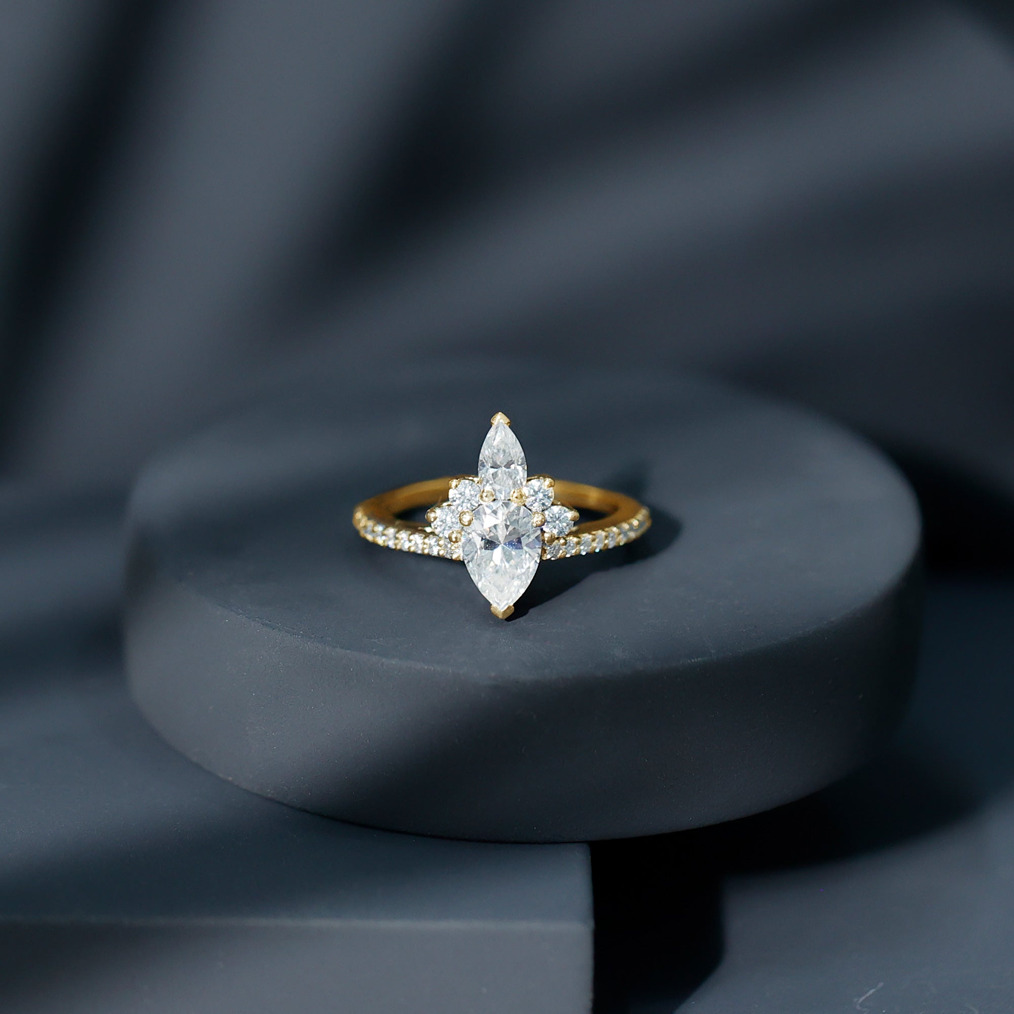 Rosec Jewels-Lab Grown Diamond Unique Engagement Ring with Side Stones